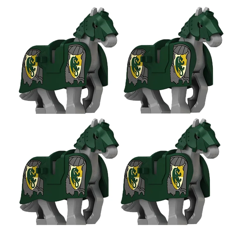 Militärische Bausteine, kompatible Soldatenfiguren, mittelalterliche Ritter, Waffen, Umhang, Schulter, gepanzertes Kriegspferd, Flaggen, Geschenke, Spielzeug