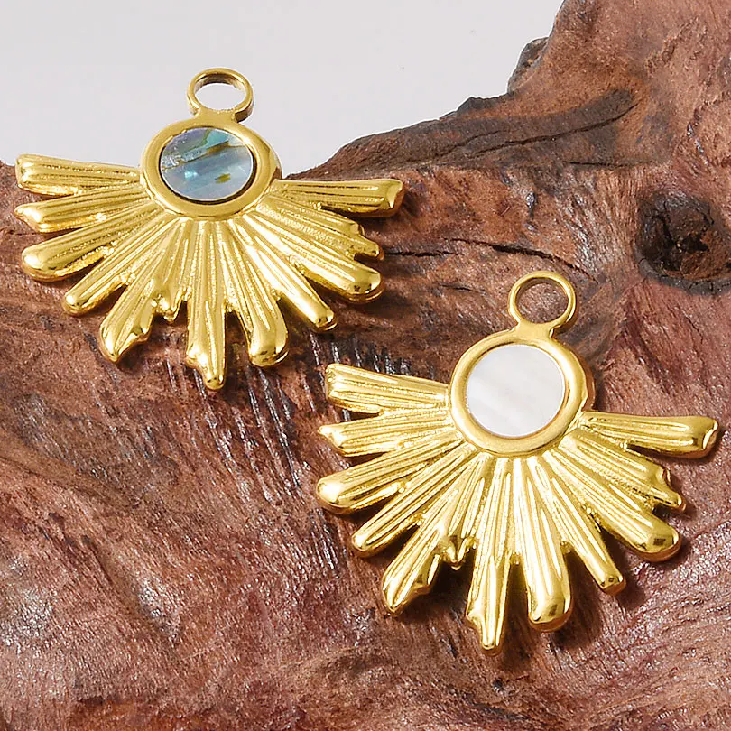 3pcs/lot Real Gold Plated Stainless Steel Pendants Natural Abalone Shell Charms DIY Jewelry Making Accessories for Necklaces New