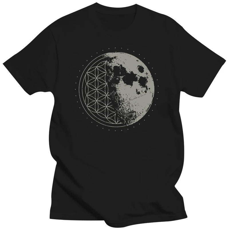 Sacred Geometry Moon Flower Of Life Psychedelic Goa Lsd Dmt Design T-Shirt Tee Shirt Custom aldult Teen unisex fashion funny new