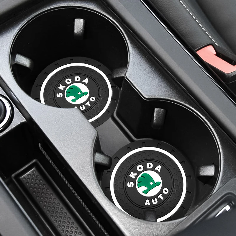 

Car Stand Coasters Non-Slip Water Cup Holder Pads for Skoda 3 Rapid Superb 2 Leon Kodiaq Scala Octavia Yeti Interior Accessories