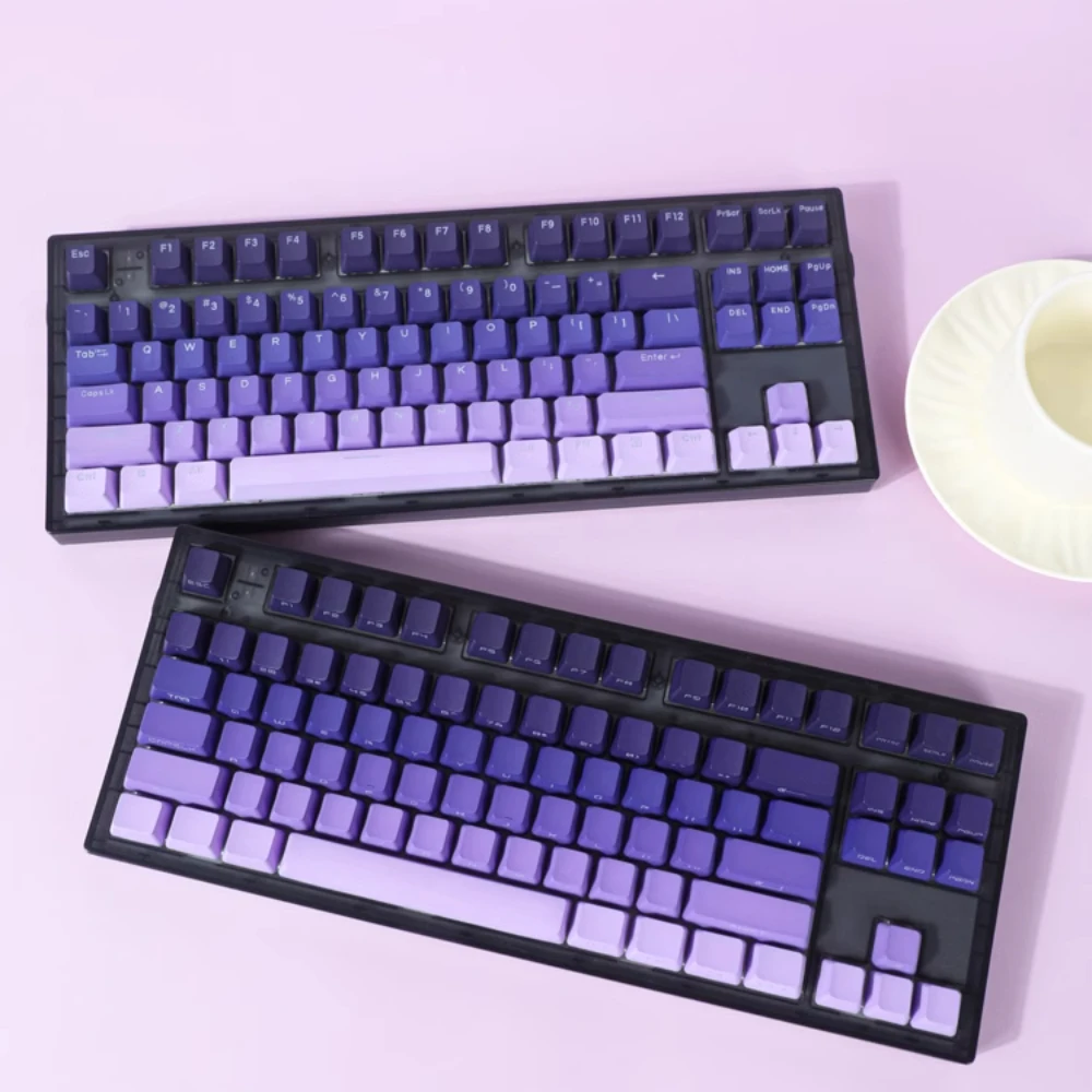 Blueberry Gradient Keycaps Side Top Character Translucent Backlit Key Cap PBT OEM Profile For MX Switch Mechanical Keyboard Acce