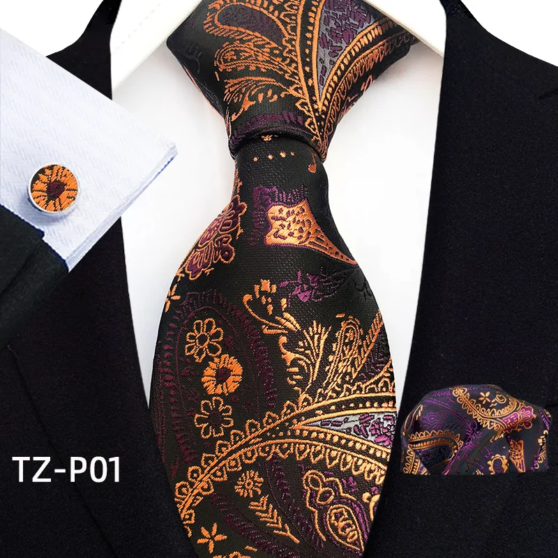 Floral Blau Krawatten Für Männer Hochzeit Party Business Mann Krawatte Taschentuch Brosche Manschettenknöpfe Set Männer Zubehör Gravata – Detail 3