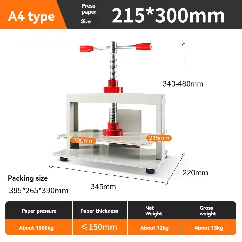 Nieuwe nieuwe handmatige A4-afvlakmachine, financieel boekblok en kartonnen bindende voucher papierpersmachine