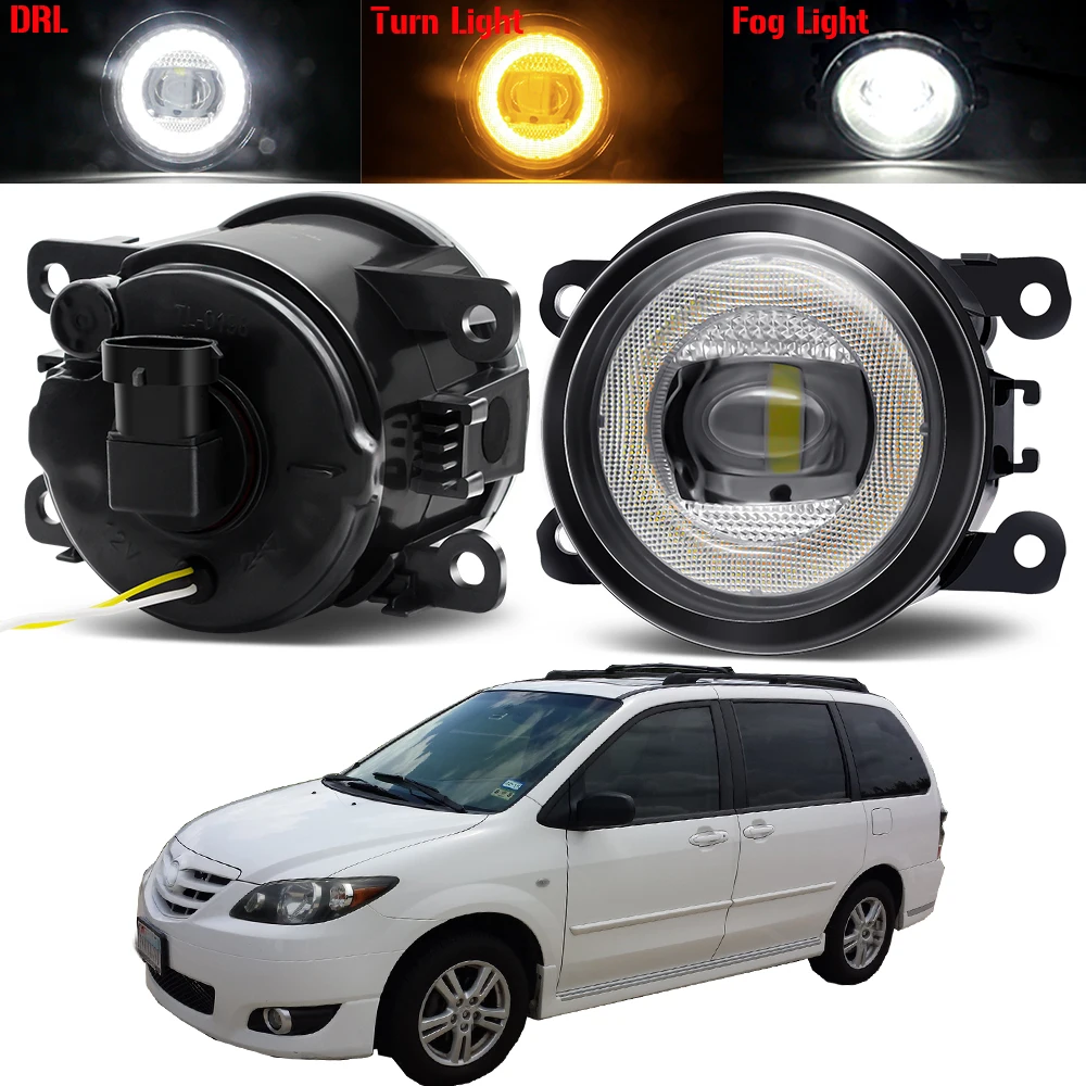 

3in1 30W Car LED Fog Light Assembly 8000LM Angel Eye Fog Turn Signal Daytime Running Lamp DRL For Mazda MPV II (LW) 1999-2006