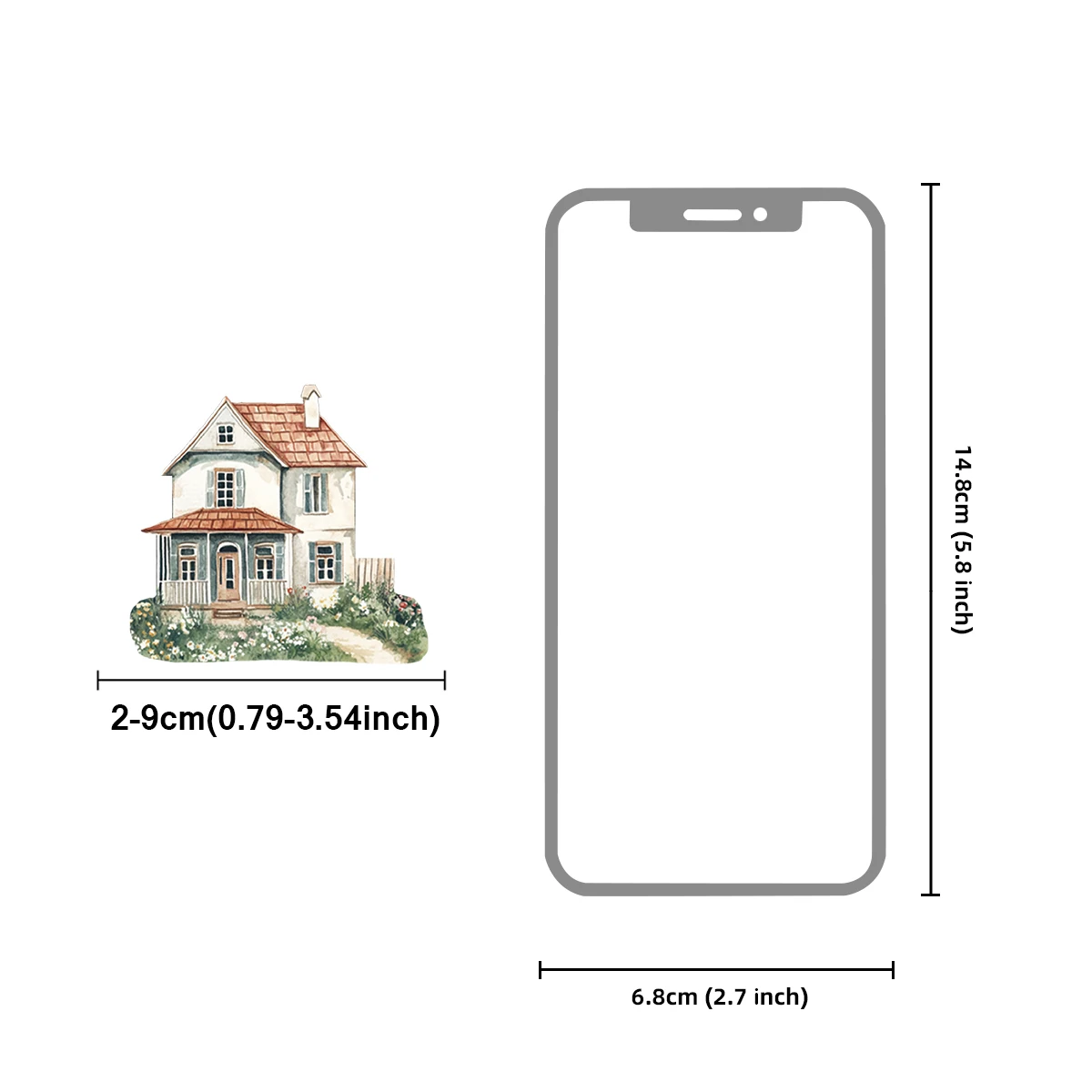 15pcs Green Plateau Small House Building PET Stickers for Rooms Decoration Children's Gift Sticker Bag Phone Cases Decorating