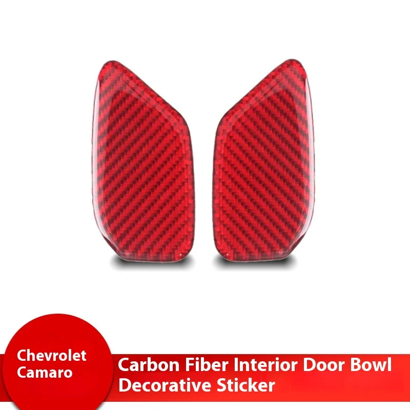 

For Chevrolet Camaro Interior Modification Red Carbon Fiber Interior Door Bowl Decorative Sticker, Auto Parts