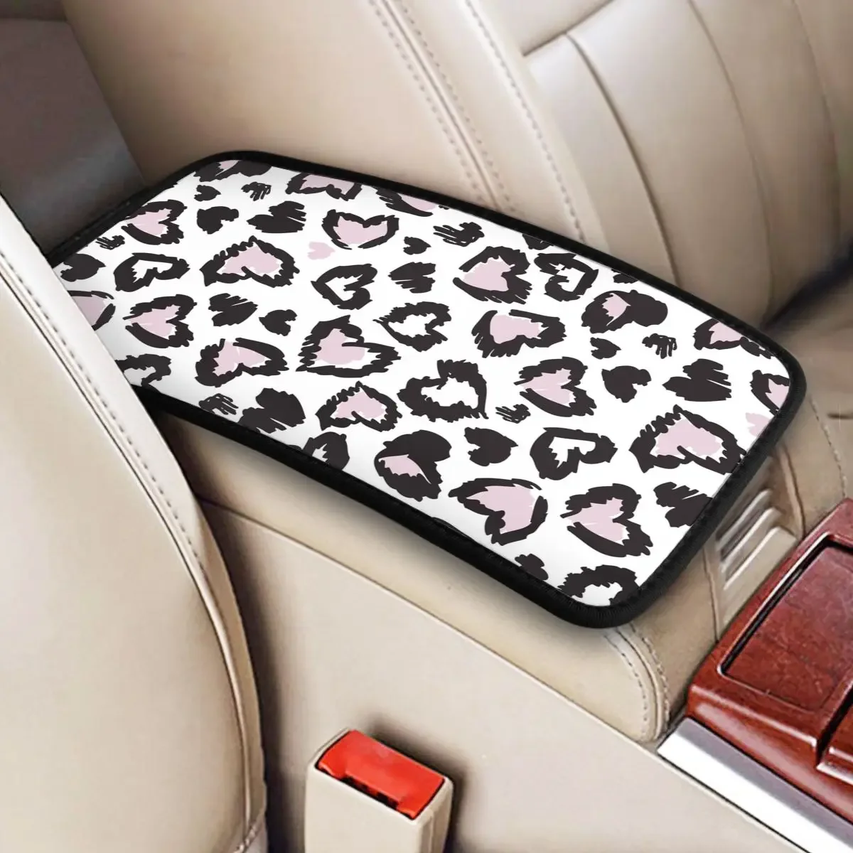 Car Arm Rest Cover Mat Colorful Snow Leopard Animal Fur Center Console Cover Pad Car Decor Accessories