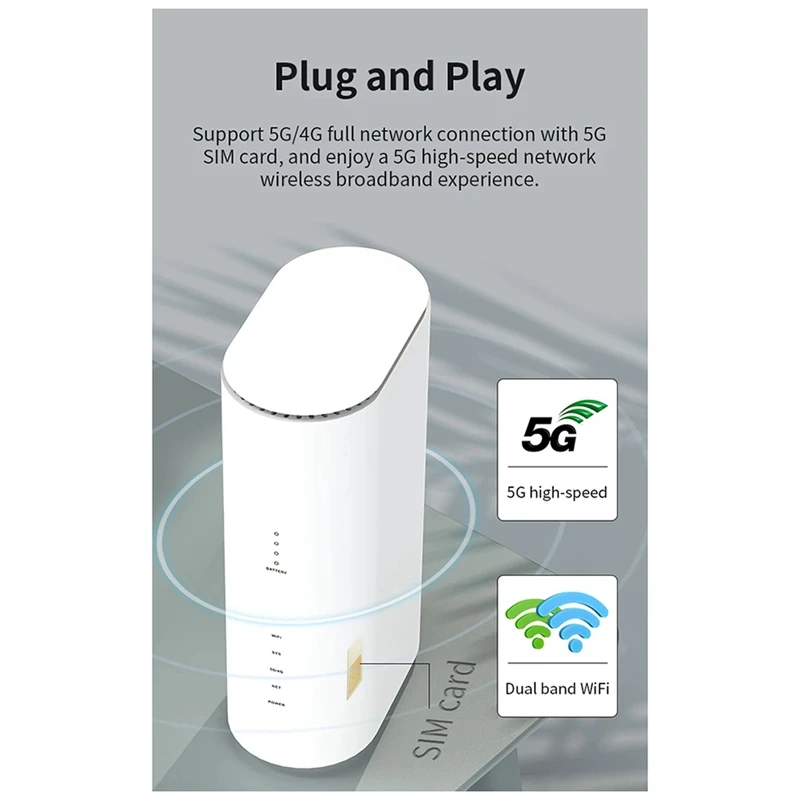 NR500 5G CPE ซิมการ์ด Router Full-Band Gigabit WIFI6 Dual-Band Router ความเร็วเครือข่าย Gigabit 2.4G และ 5.8G True 5G EU-Plug