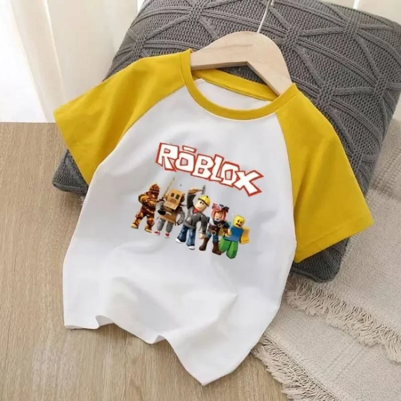 تي شيرت قطني بأكمام قصيرة مطبوع عليه رسوم متحركة من Game Roblox Anime للأطفال في المنزل، هدية عيد ميلاد لألعاب الرسوم المتحركة #5
