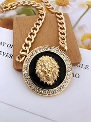 Punk Fashion Retro Lion Head Pendant Necklace Couple Women's Necklace Men's Metal Jewelry