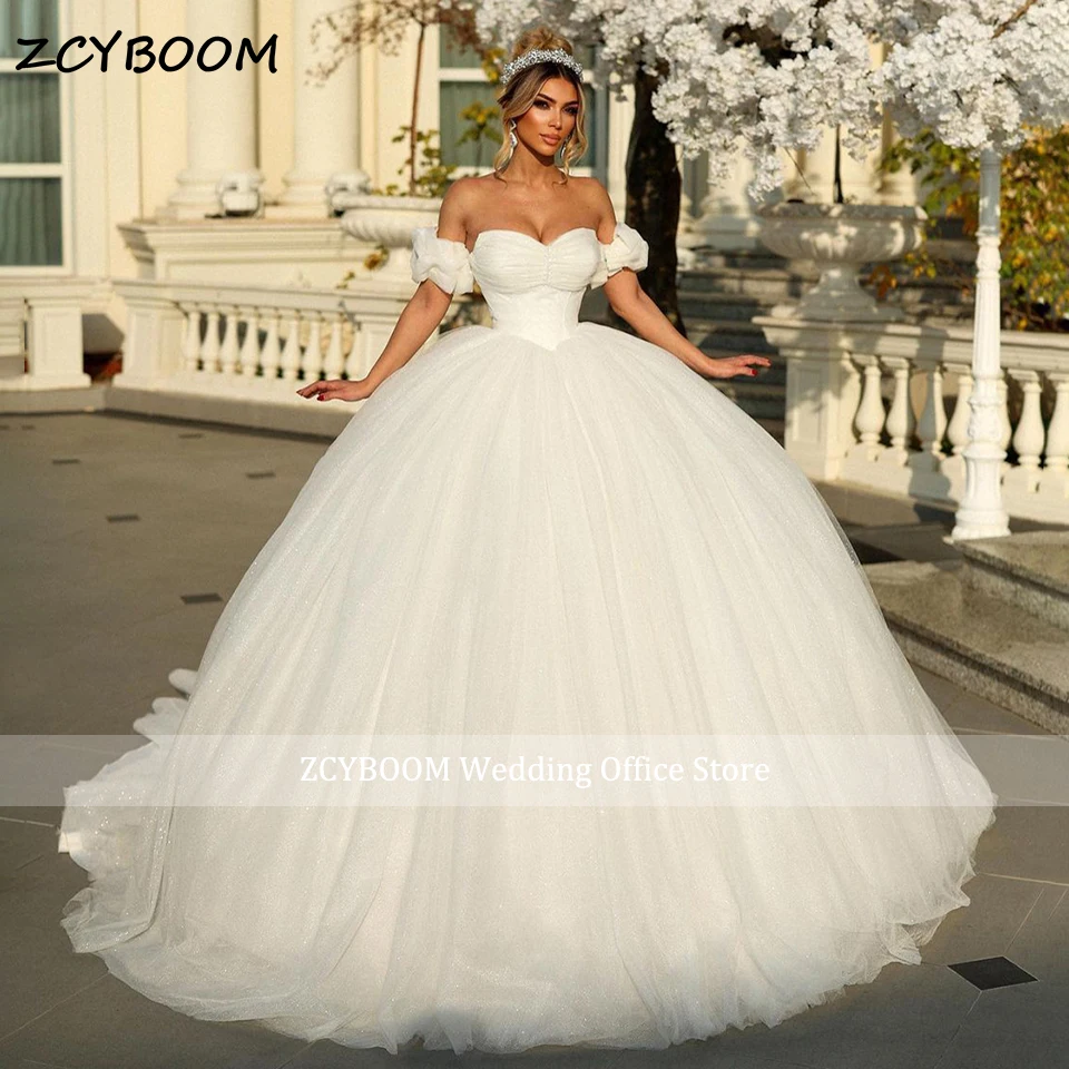 

Customized Tulle Sweetheart Ball Gown Wedding Dresses 2025 Detachable Sleeves Princess Bridal Gowns For Women Vestido De Novia