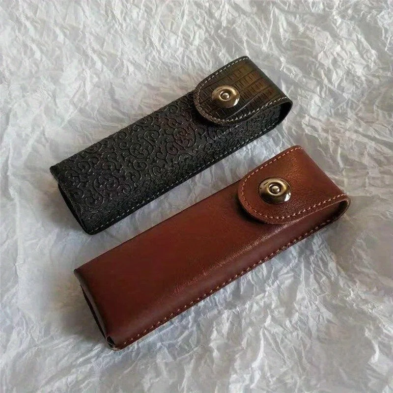 Classic Leather Presbyopic Glasses Case Men Women Elegant Leather Glasses Box Suitable for Narrower Glasses