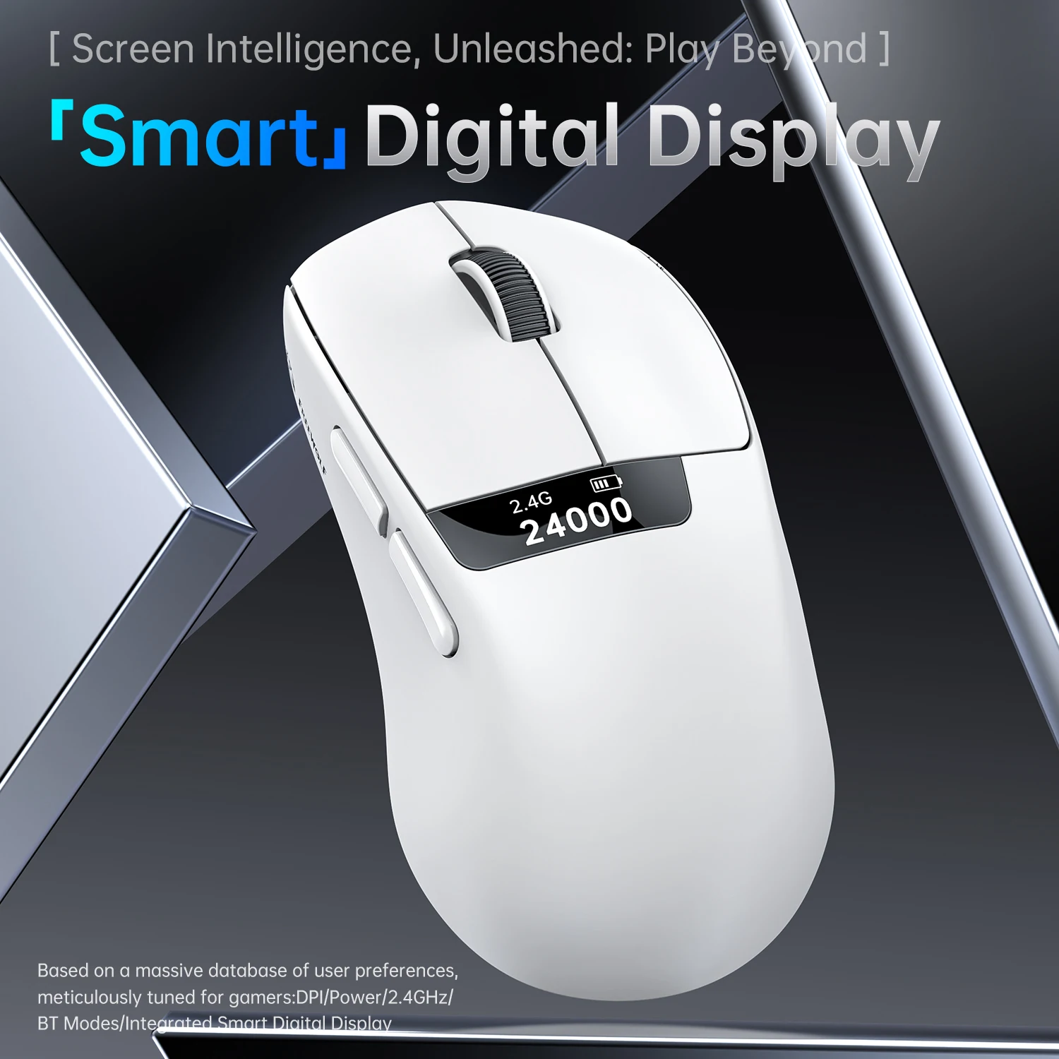 Mouse da gioco wireless FREEWOLF A7 59g Dock RGB tri-modale leggero Sensore PAW3311 Display intelligente 24000 DPI ergonomico