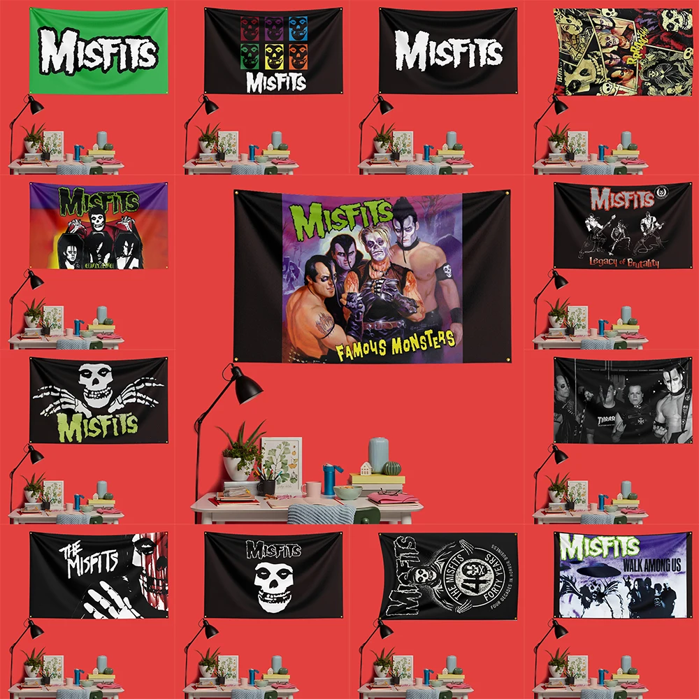 Misfits Inspired Rock Music Flag 3x5 FT Polyester Decorative Banner Tapestry for Music Fans Bedroom Wall Decoration