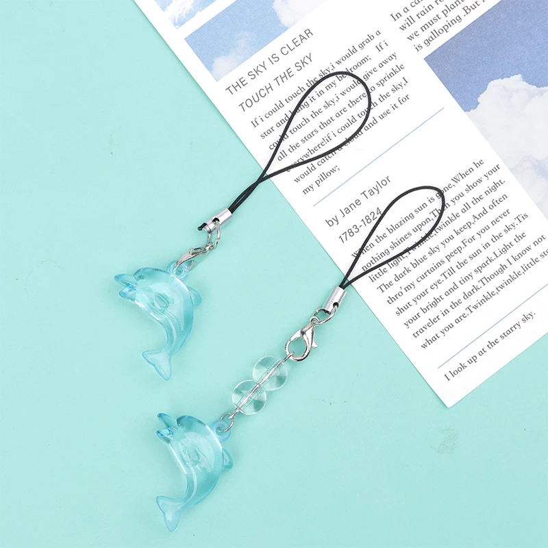 1pcs Cute Dolphin Phone Lanyard Y2K Style Simple Ocean Animal Mobile Phone Chain Cell Phone Charm Keycord Accessories