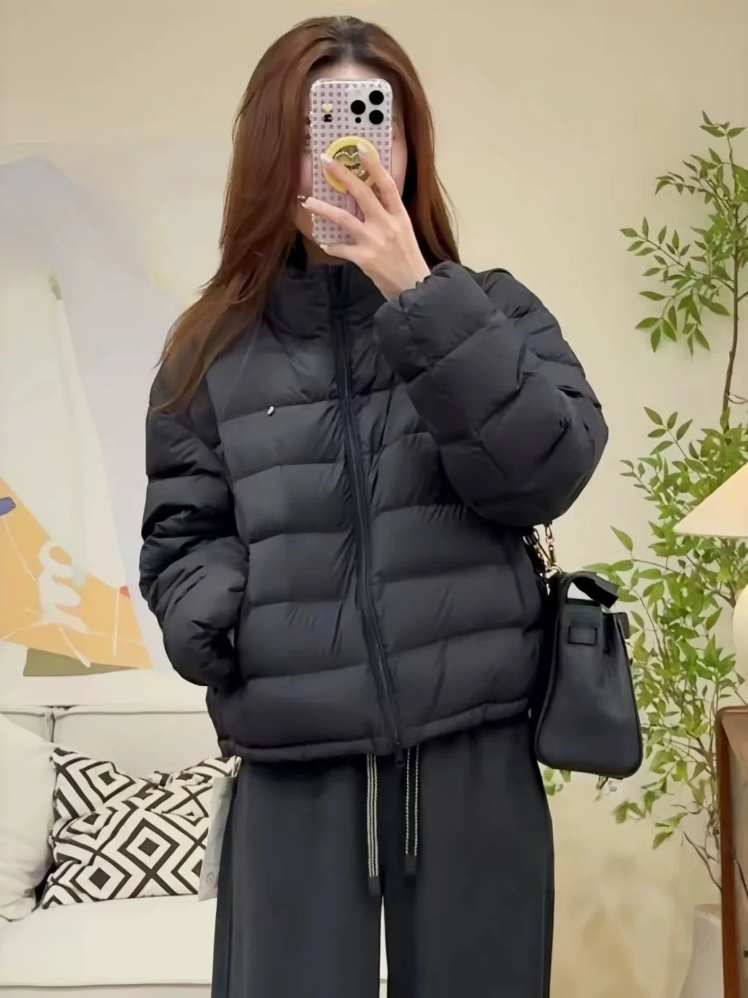 

Корейский стиль: короткий пуховик с воротником-стойкой для женщин, зимний модный теплый красивый пуховик с длинными рукавами на молнии