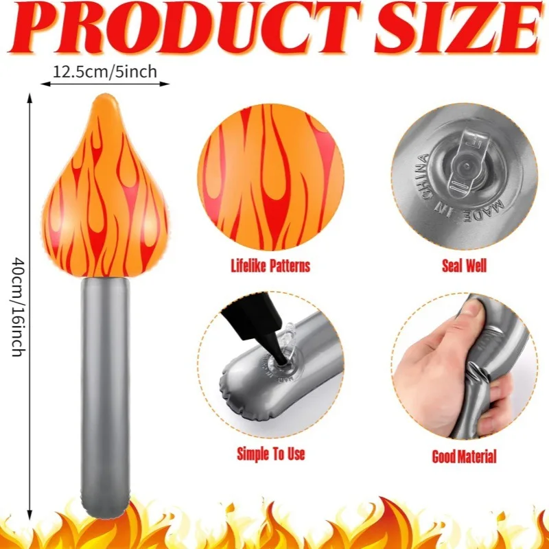 Brinquedo inflável tocha para crianças, Jogo de fantasia, Divertimento, Infla para o Halloween, Cosplay Themed Party, Jogos esportivos, 1 pc, 5 pcs