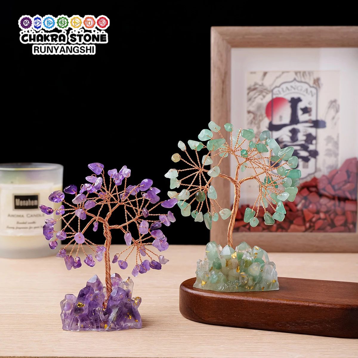 Base de grappe d'égouttement, arbre en cristal naturel fait à la main, arbre de vie, roche Reiki, spécimen minéral, cadeaux de noël et d'halloween, 1 pièce