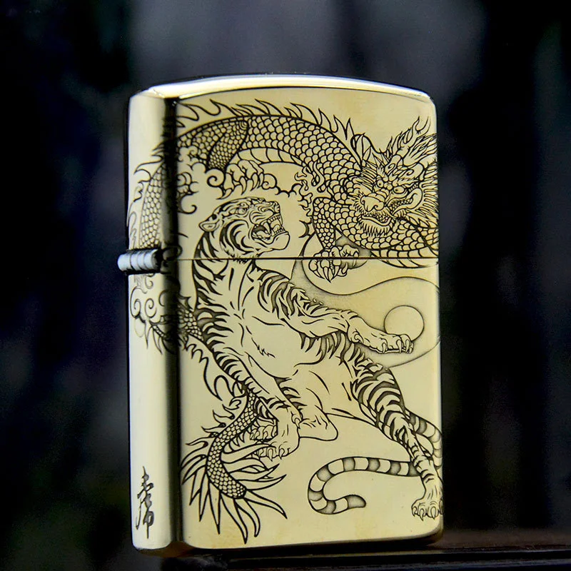 

ZORRO brass five-sided finely carved cigarette measuring lighter, a gift for men