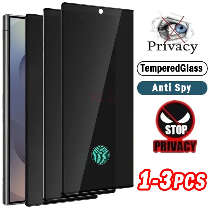 

1-3pcs Anti-spy Full Cover Tempered Glass for Samsung Galaxy S25 Edge S24 Ultra S25+ S24+ S23+ S22+ S23 S22 Screen Protectors