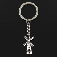 New Keychain 37x16mm Windmill Winnower Pendants DIY Men Car Key Chain Ring Holder Keyring Souvenir Jewelry Gift