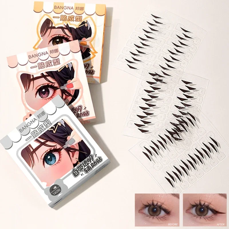 140Pcs/Box Water Resistant Eyeliner Stamp Stickers With Handle One-stick Molding Easy To Use Waterproof Sweat Resistant Sweat