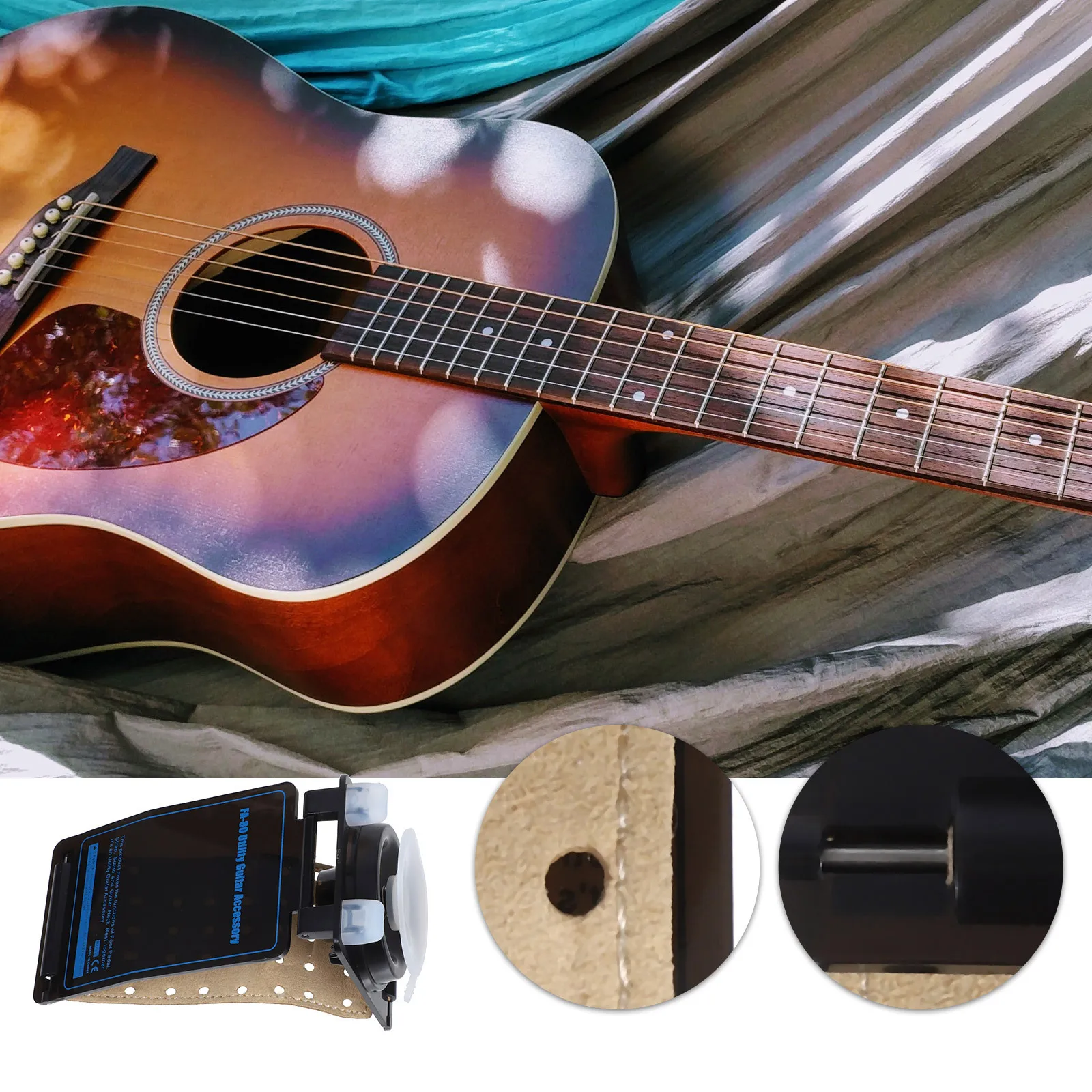 

Guitar Foot Rest Stand Acrylic Strong Suction Cup Mount Multi-Hole Design Breathable For Long Playing Sessions Classical Folk