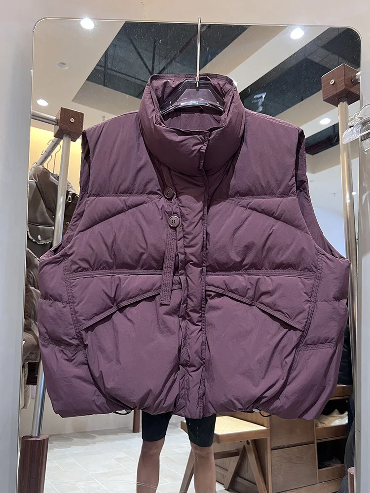 Autumn Winter Stand Collar Warm Down Vest Women White Duck Down Waterproof Vests Female Zipper Quilted Sleeveless Waistcoat Coat