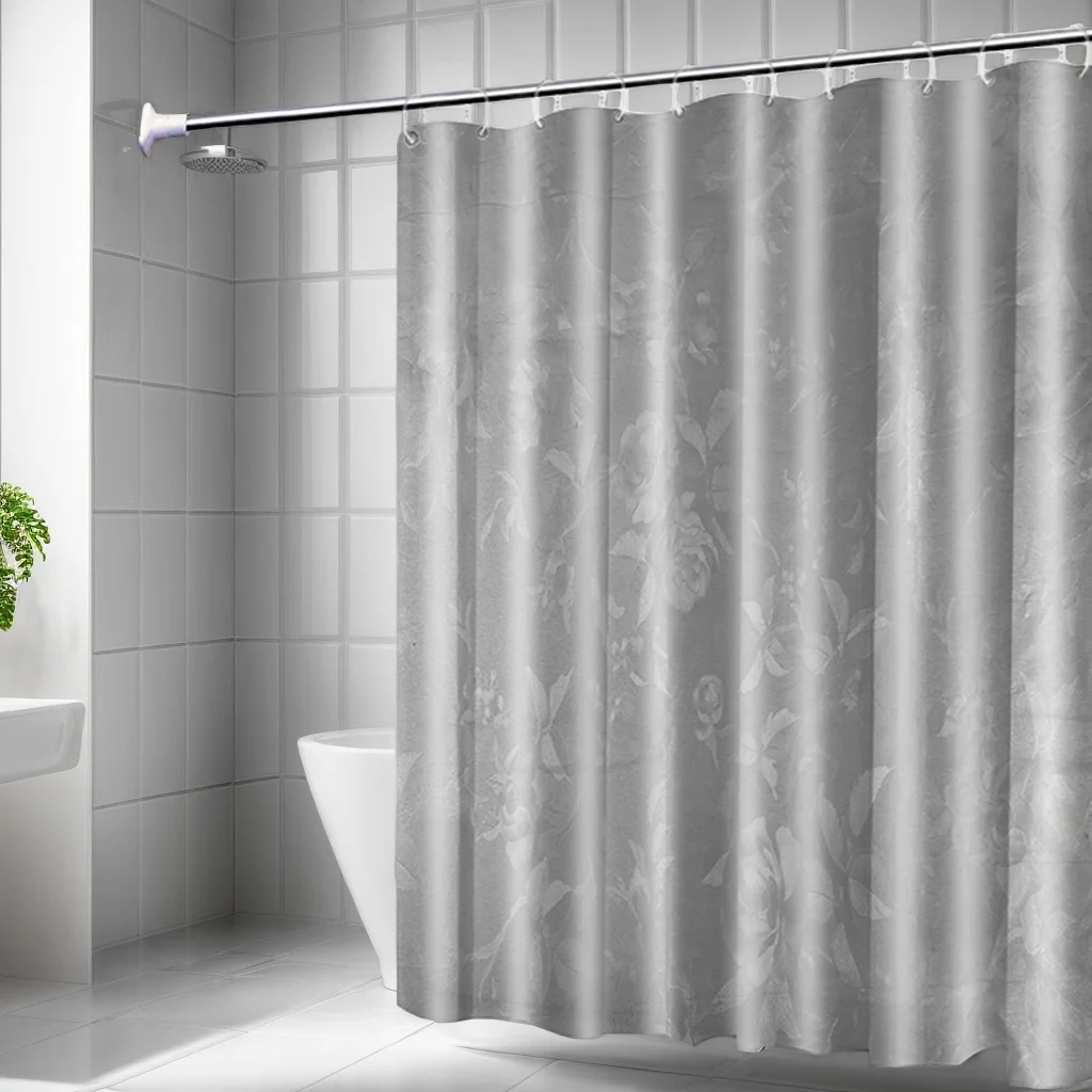

Advanced grey embossed shower curtain light luxury dark grain three-dimensional dry wet separation PEVA waterproof curtain