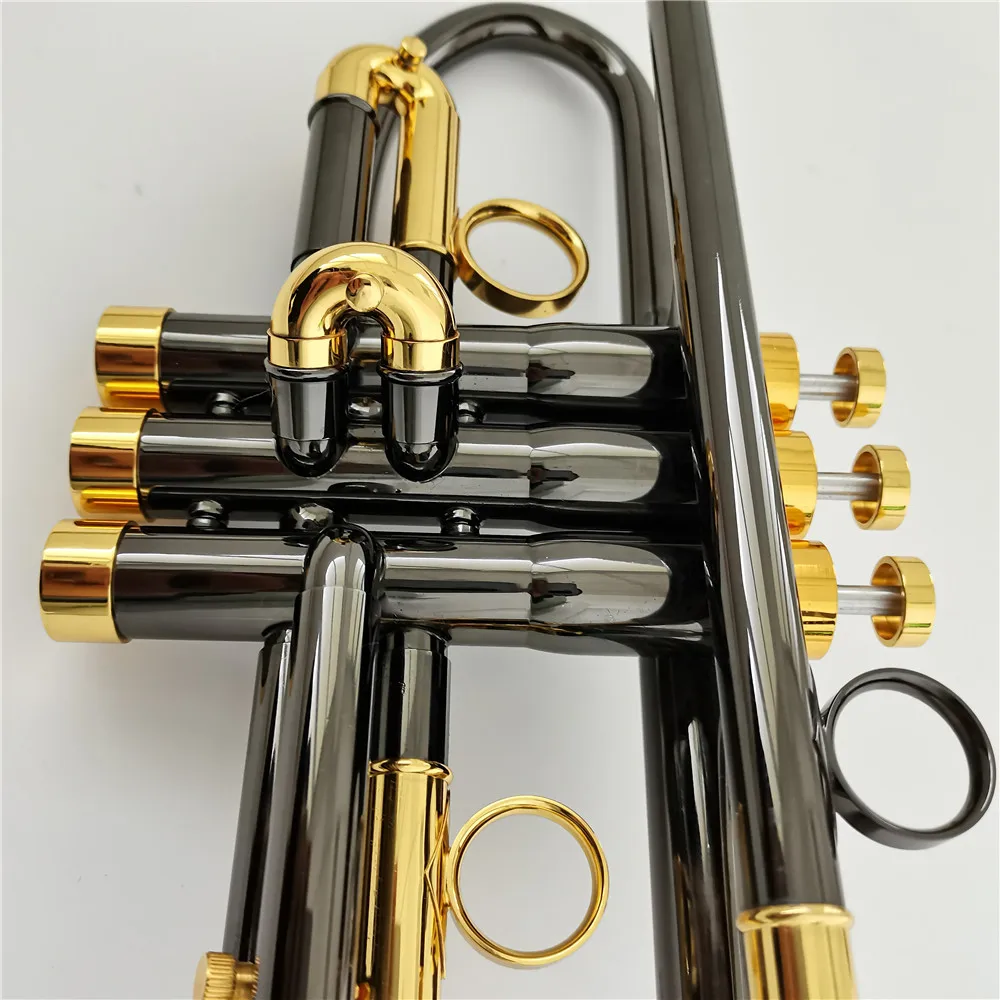 Professional Bb Trumpet Double Receiver Leadpipe Saturn Water Key Brass Body 3 Piston Valves Musical Instrument