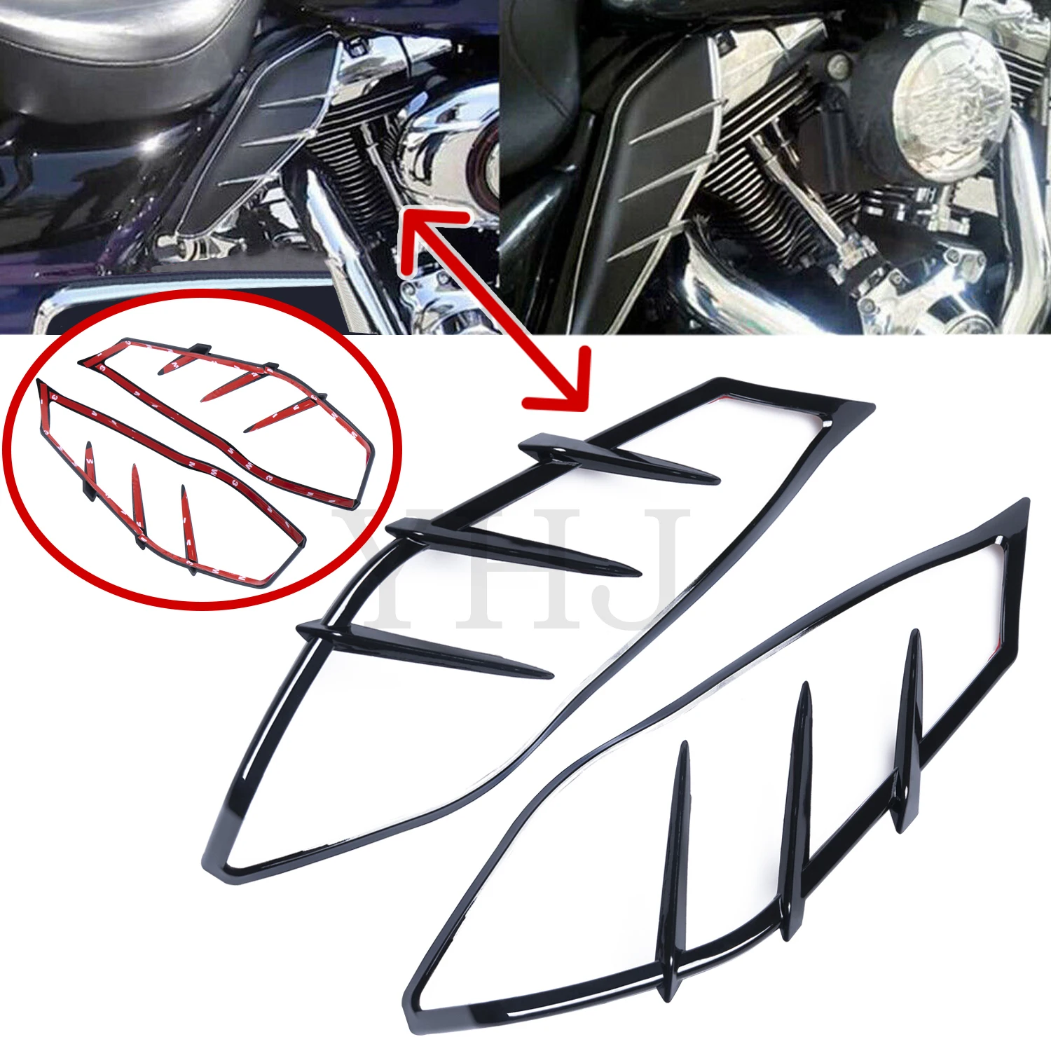 

Mid Frame Air Deflector Heat Shield Cover Trim For Harley Motorcycle Touring Electra Street Glide FLHTCU FLTRU FLHTKL Black