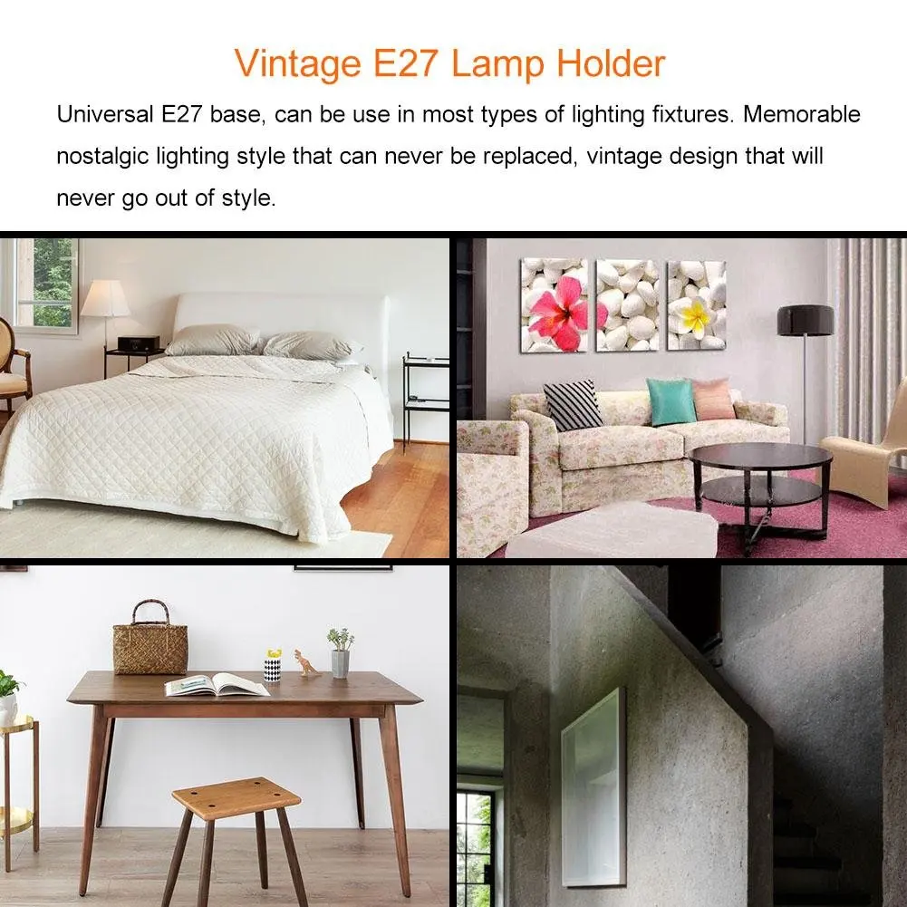 Full Copper Vintage Lampholder E26 E27 Lamp Base Antique Wall Pendant Ceiling Light Lamp Socket Lighting Screw with Switch