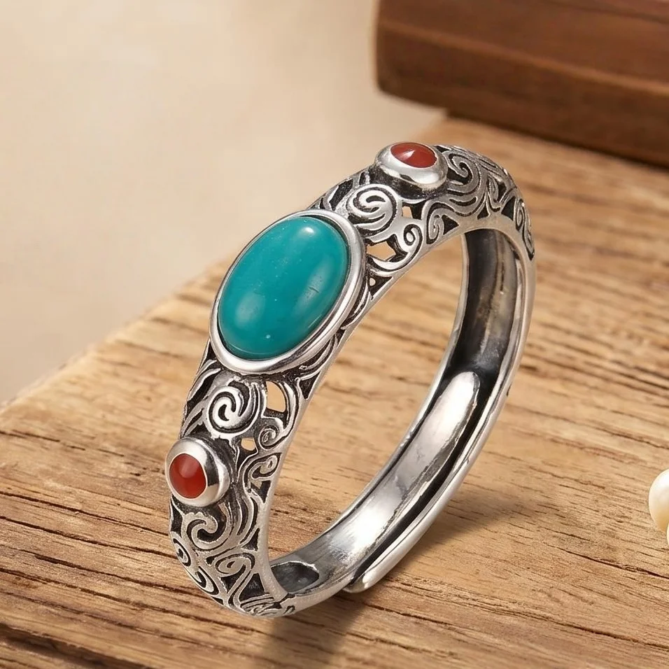 New 925 Sterling Silver Ring Vintage Pattern for Women Fashion Wedding Engagement Jewelry Shining Simulated Diamond Women Gifts