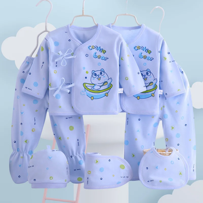 

Весенняя детская одежда для маленьких девочек, комплект из 100% хлопка, рубашка, штаны, шапка и нагрудники, комплект из 7 предметов