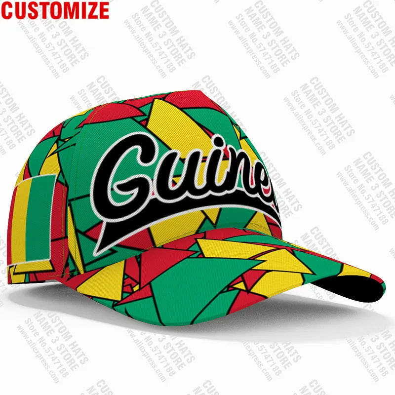 Guinea Baseball Cap Free Custom Made Name Guinee Team Logo Gn Peaked Hats Gin Country Travel French Nation Guinean Flag Headgear