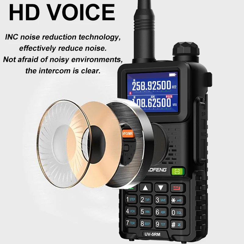 Baofeng UV-5RM Walkie Talkie 15W Air Band Wirless Copy Frequency Multi-Band AM FM 999CH Type-C NOAA Long Range Two Way Ham Radio