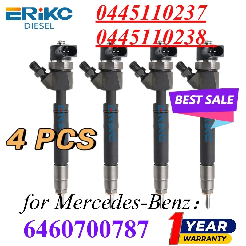 

4 шт. форсунки дизельного инжектора 0445110237, 0445110238, Common Rail инжектор 6460700787 для Mercedes-Benz A6460700787 0986435139