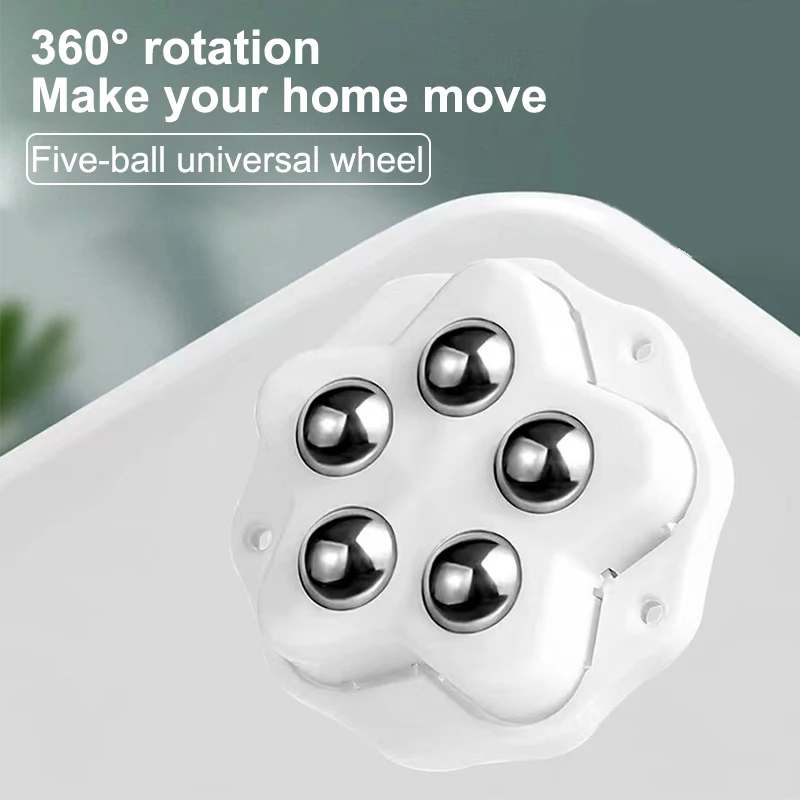 4Pcs Self Adhesive Caster Wheels Super Load-bearing 5 Beads 360° Rotating Wheels For Home Appliances Storage Boxes