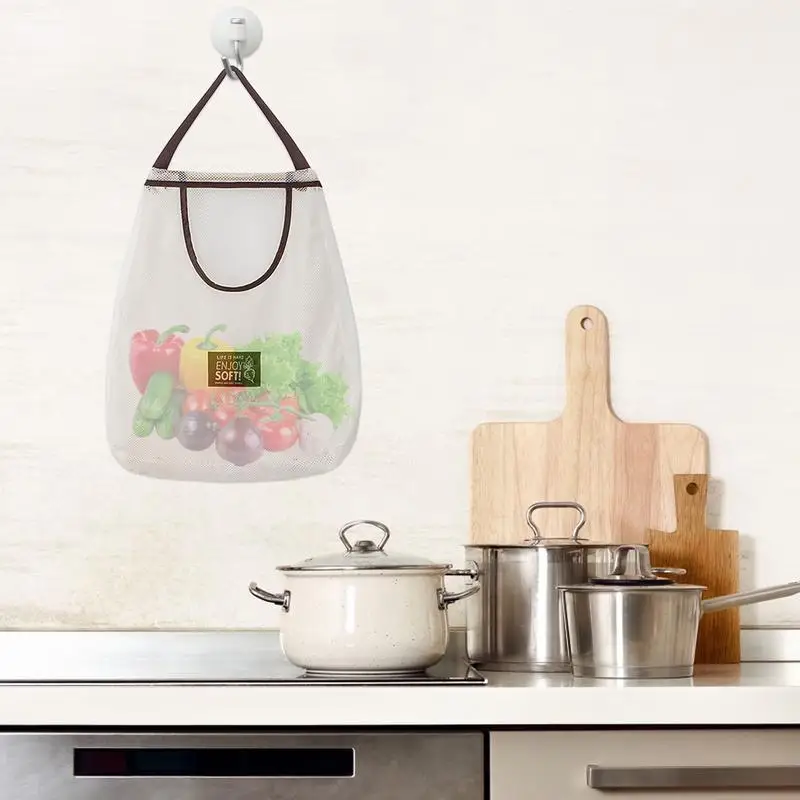 Reusable Kitchen Hanging Mesh Bag Large Capacity Home Fruit Vegetable Storage Net Bag For Ginger Garlic Potatoes Onion Mesh Bag