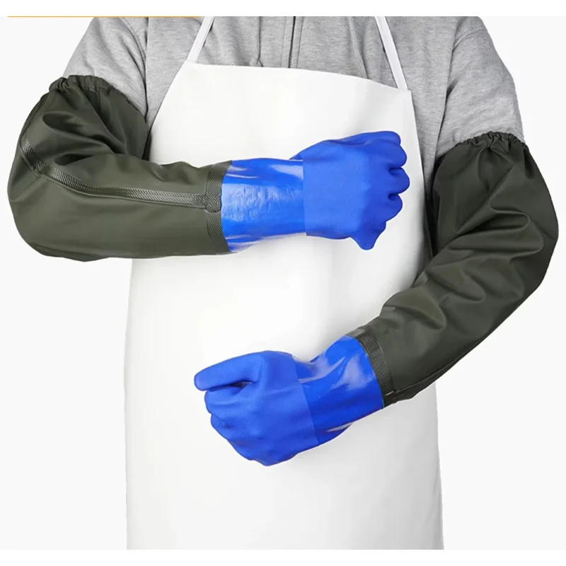 Rubber Gloves Long Aquatic Industry Gloves Long Gloves with Arm Guards Thickened Gloves Water Operations Fishery Work Gloves