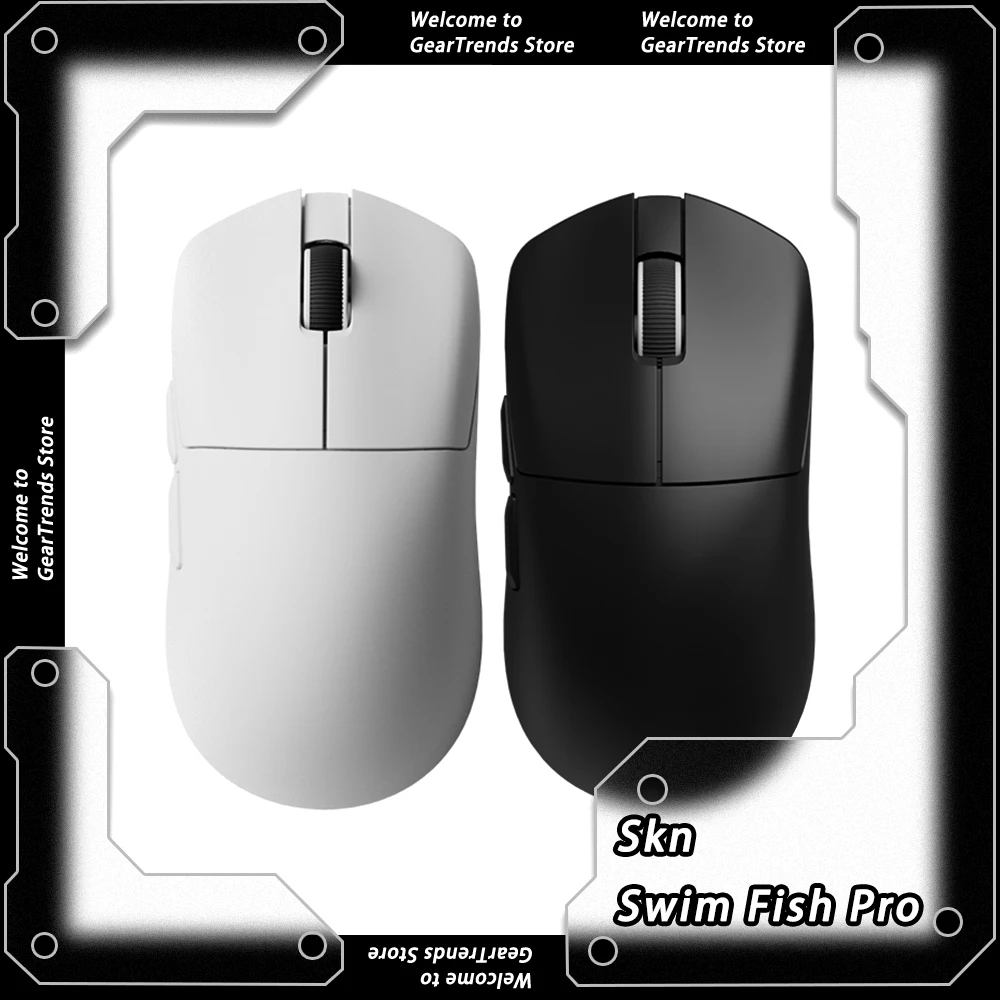 Skn Swim Fish Pro 2.4G Bluetooth Wireless PAW3950 Tri Mode Mouse E-sports Low Delay 56g Light Weight Mouse Gaming Accessories