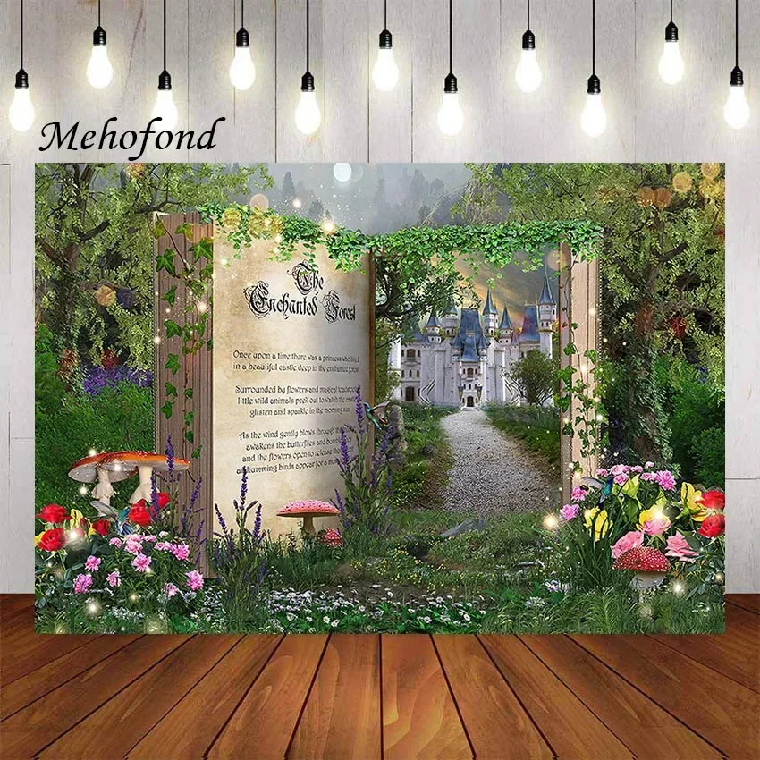 

Фон для фотосъемки Mehofond: Сказочный замок в лесу, декор для детского дня рождения, фон для фотостудии