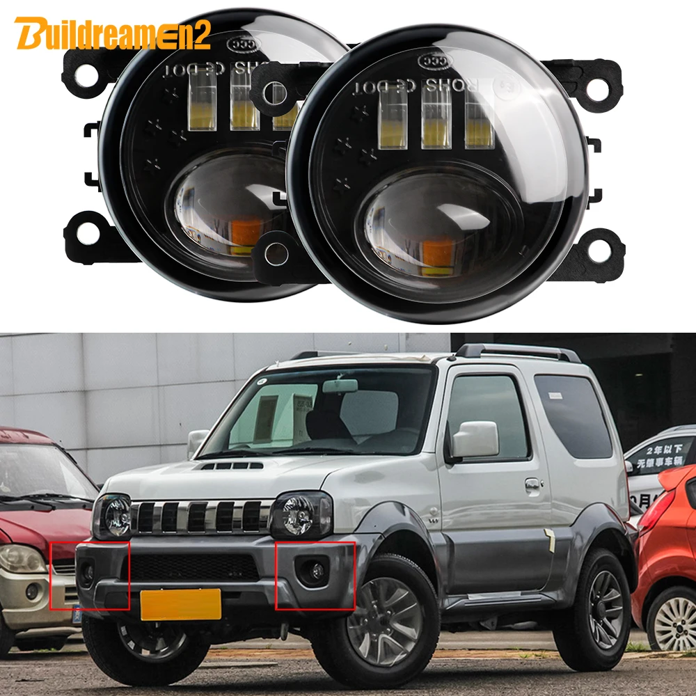 

2 шт. H11 автомобильные светодиодные противотуманные фары в сборе DRL 60 Вт 6000LM передние противотуманные фары для Suzuki Jimny закрытого внедорожника 1998-2017