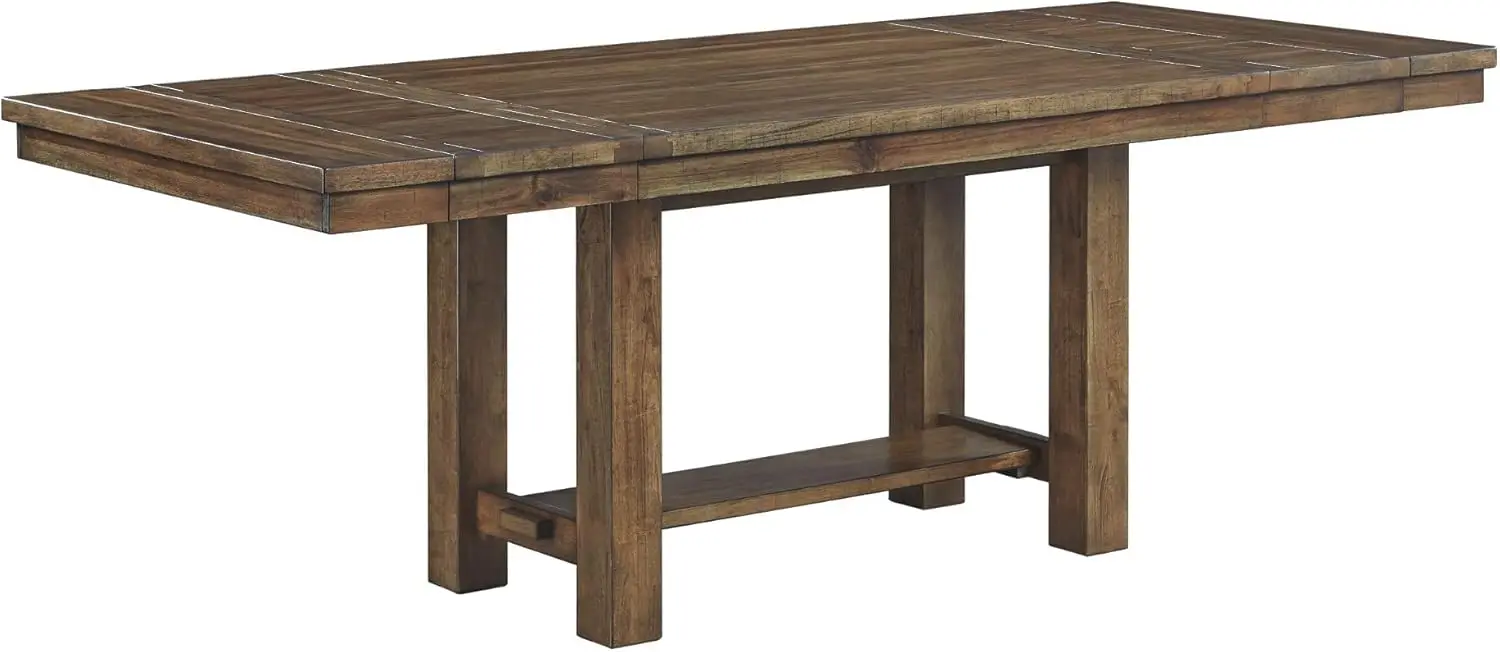 Mesa de extensão de jantar retangular de madeira estilo fazenda, assentos dobráveis até 8, 36" L x 86" P x 30,13", marrom