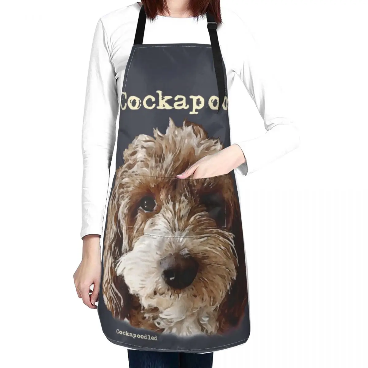 Red and White Cockapoo Dog Apron For Cosmetologist Womens Dresses For Women Kitchen Apron