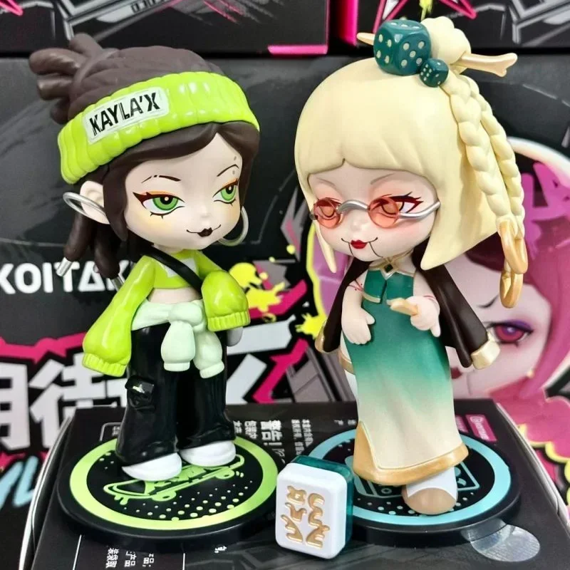 Kayla X Fashion Block Series Blind Box Cool Girl Action Figure Dark Black Model Anime Figurine Surprise Box Collection Doll Toy