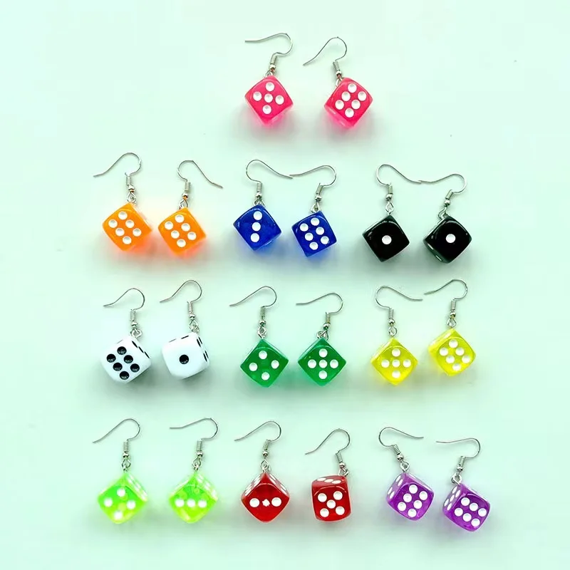 

Earring For Women Resin Handmade Cartoons 10 Colors 3D Dice Drop Earrings Funny Gift