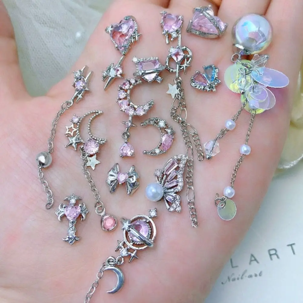 Light Luxury Charms Luxury Nails Loving Heart DIY Nail Charms Pink Jewel Nails Decor Nail Art Supplies Japanese Style