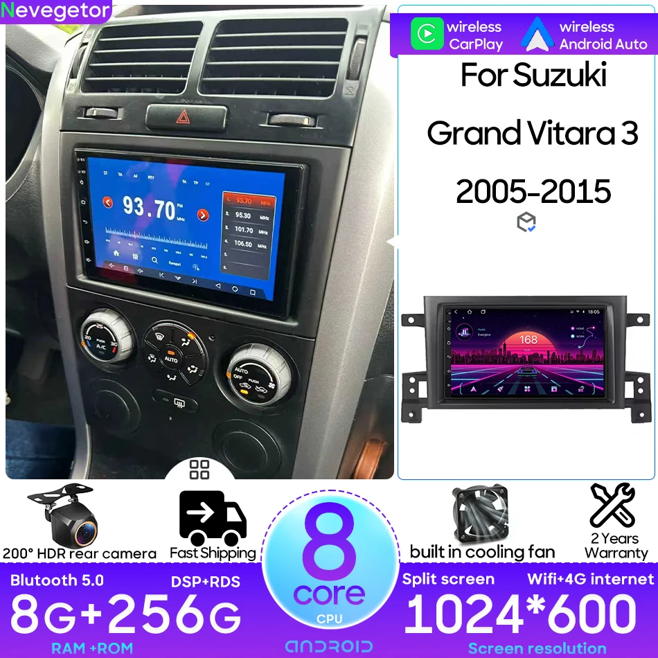 

Android For Suzuki Grand Vitara 3 2005-2015 Car Multimedia Player Carplay Auto Head Unit Radio Video Stereo Navigation GPS 2din