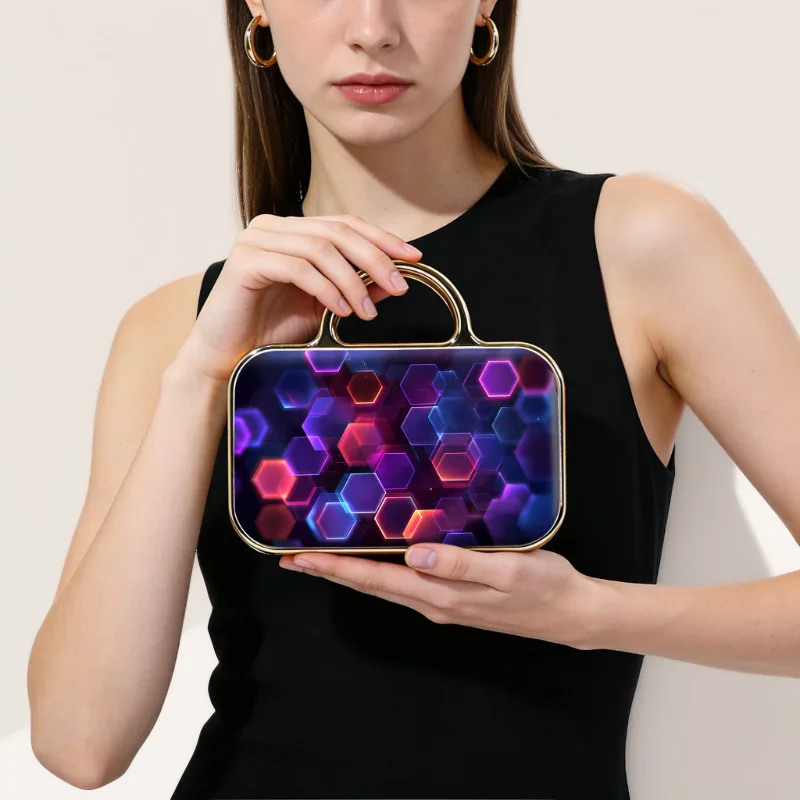 

Portable women's new trendy metal handle personalized evening dinner bag clutch bag versatile, simple and fashionable